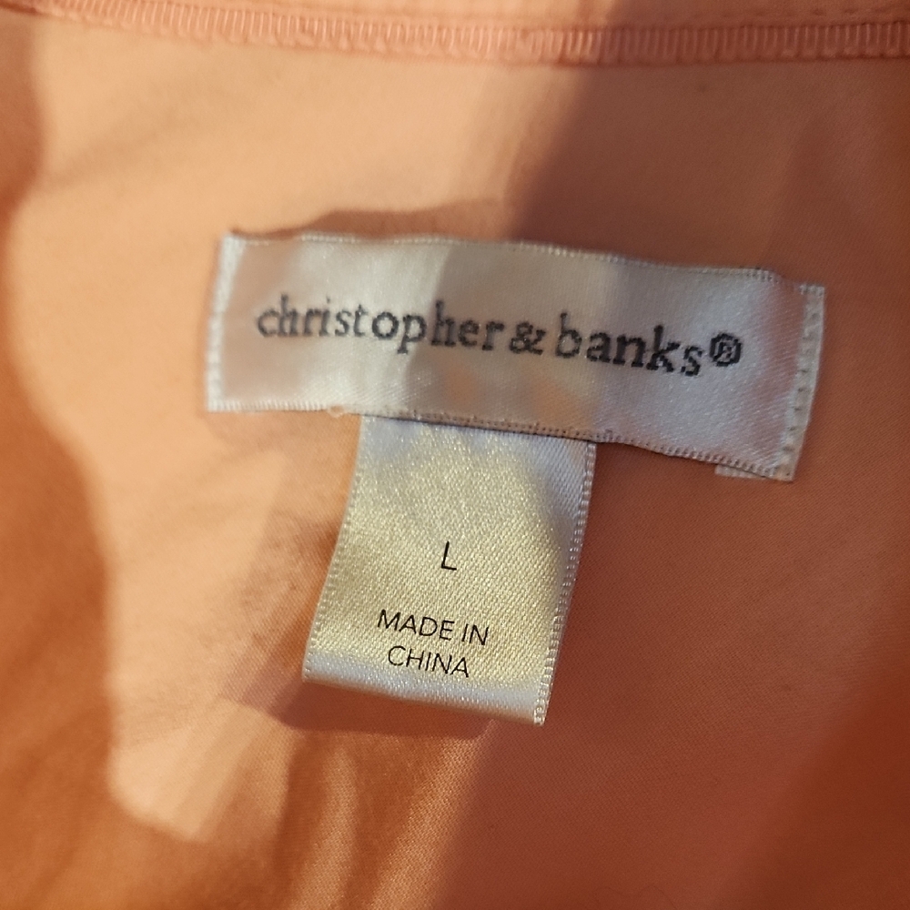 Christopher & Banks Peach Plaid Blouse - Picture 2 of 4
